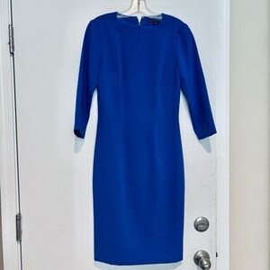Antonio Melani Blue Stretchy Pencil Cut 3/4 Sleeves Dress size 0 Small